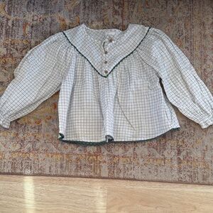 Next White and Green Checkered Kids Blouse